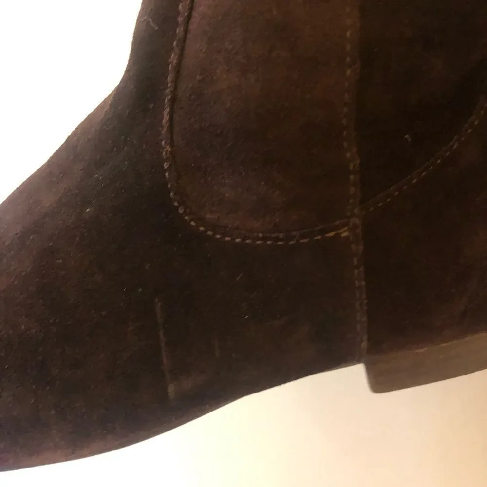 White Mountain Low Heel Dark Brown Knee-High Suede Boots (7.5)